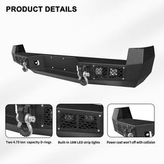 Front and Rear Bumper for 2005-2015 Toyota Tacoma with D-Rings & Winch Plate & LED Lights-7