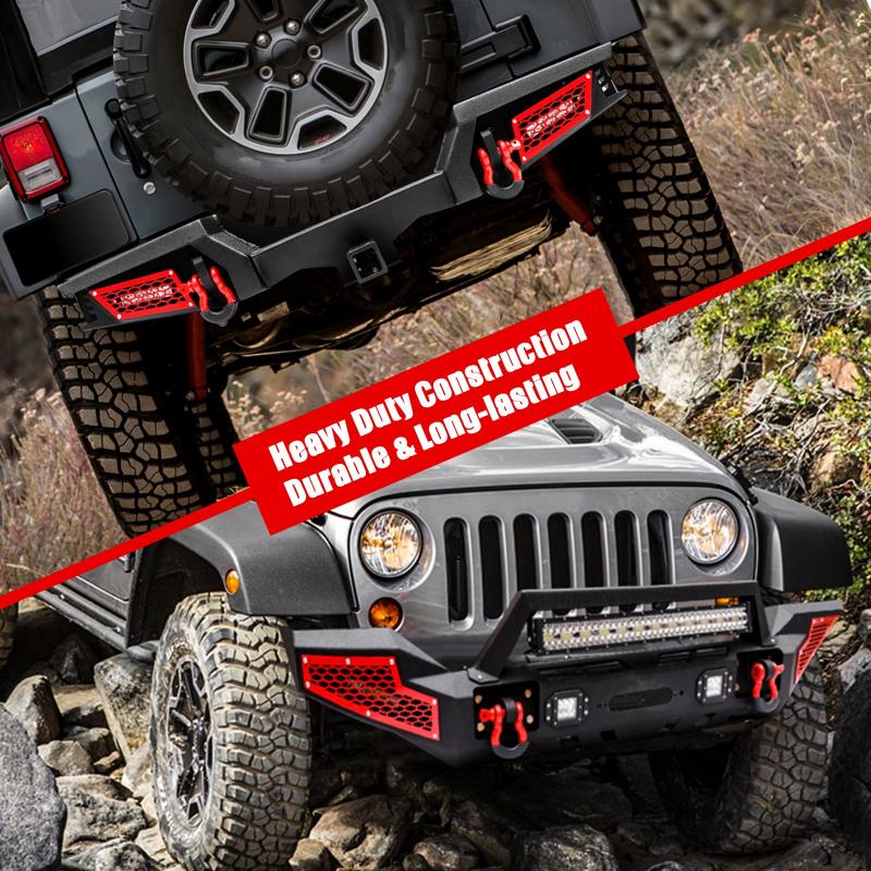 Front and Rear Bumper for 2007-2018 Wrangler JKJL&Gladiator JT with Winch Plate & LED Lights & D-Rings-5