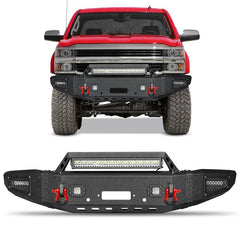 Front and Rear Bumper for 2015-2019 Chevy Silverado 2500丨3500 with Winch Plate and LED Lights-2