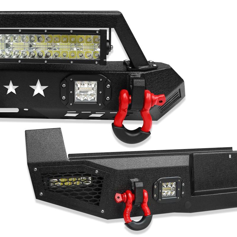 Front and Rear Bumper for 2016-2022 Toyota Tacoma with D-Rings & Winch Plate & LED Lights-8