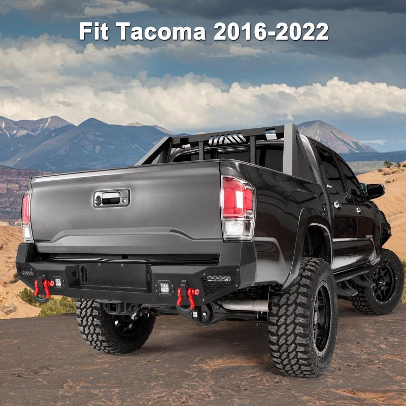 Front and Rear Bumper for 2016-2022 Toyota Tacoma with D-Rings & Winch Plate & LED Lights-15