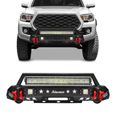 Front and Rear Bumper for 2016-2022 Toyota Tacoma with D-Rings & Winch Plate & LED Lights-2