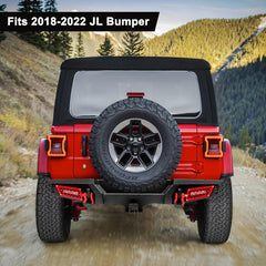 Front and Rear Bumper for 2018-2022 Jeep Wrangler JL with Winch Plate & LED Lights & D-Rings-18