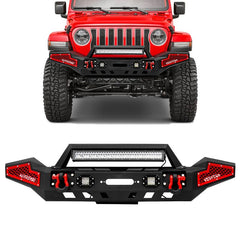 Front and Rear Bumper for 2018-2022 Jeep Wrangler JL with Winch Plate & LED Lights & D-Rings-2