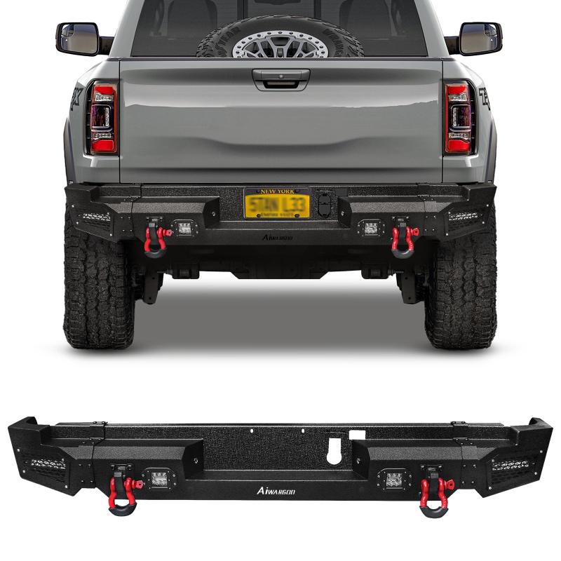 Front and Rear Bumper for 2019-2022 RAM 1500 Pickup with Winch Plate & LED Lights & Sensor Holes-3