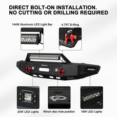 Front and Rear Bumper for 2019-2022 RAM 1500 Pickup with Winch Plate & LED Lights & Sensor Holes-6
