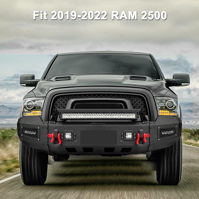 Front and Rear Bumper for 2019-2023 RAM 2500丨3500 with Winch Plate & LED lights & D-Rings & Sensor Holes-10