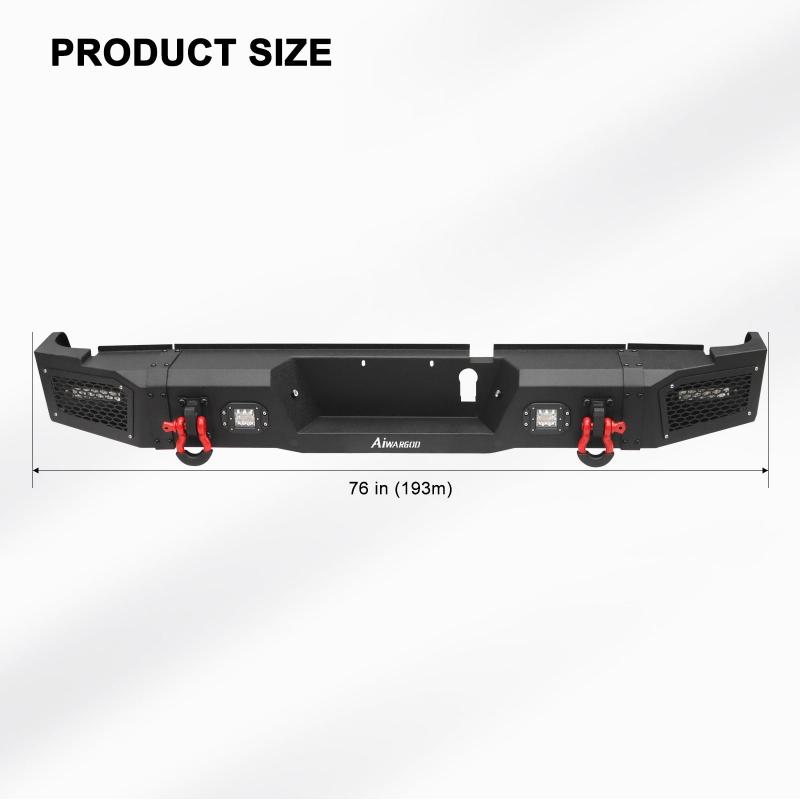 Front and Rear Bumper for 2019-2023 RAM 2500丨3500 with Winch Plate & LED lights & D-Rings & Sensor Holes-6