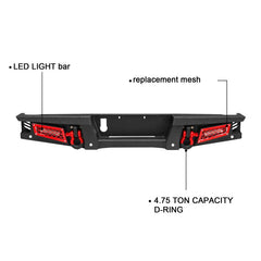Front and Rear Bumper for 2020-2022 Jeep Gladiator JT with Winch Plate & LED Lights & D-Rings-4