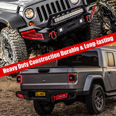 Front and Rear Bumper for 2020-2022 Jeep Gladiator JT with Winch Plate & LED Lights & D-Rings-5