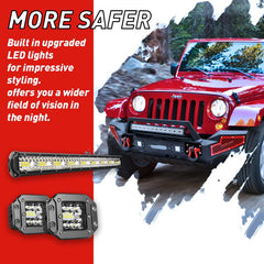 Full Width Steel Front Bumper suitable for 2007-2024 Wrangler JK/JL&Gladiator JT with Winch Plate&LED Lights&D-Rings-6