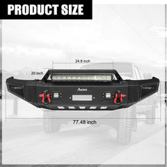 Heavy-duty Steel Front Bumper for 1994-2002 RAM 2500丨3500 with Winch Plate & LED lights & D-Rings & Sensor Holes-2