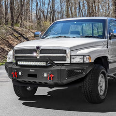 Heavy-duty Steel Front Bumper for 1994-2002 RAM 2500丨3500 with Winch Plate & LED lights & D-Rings & Sensor Holes-6