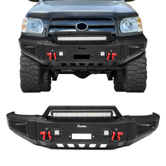 Heavy-duty Steel Front Bumper for 2000-2006 Toyota Tundra with D-Ring & Winch Plate & LED Lights-1
