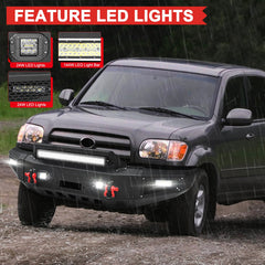 Heavy-duty Steel Front Bumper for 2000-2006 Toyota Tundra with D-Ring & Winch Plate & LED Lights-4