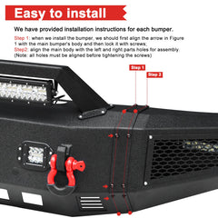 Heavy-duty Steel Front Bumper for 2000-2006 Toyota Tundra with D-Ring & Winch Plate & LED Lights-6