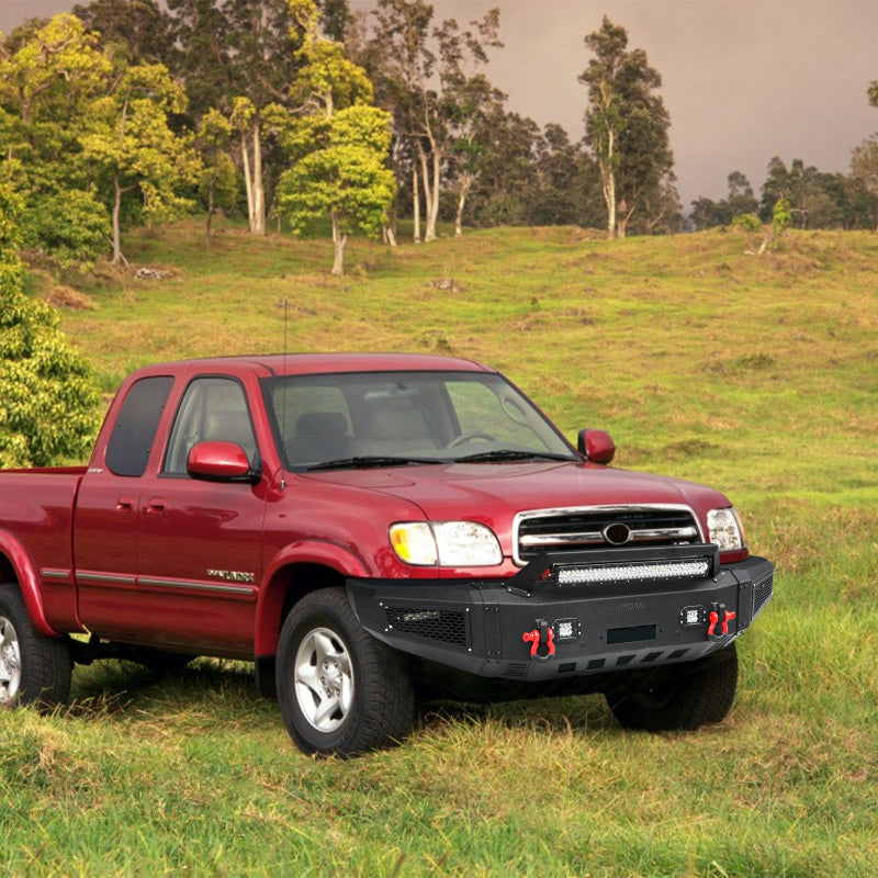 Heavy-duty Steel Front Bumper for 2000-2006 Toyota Tundra with D-Ring & Winch Plate & LED Lights-7