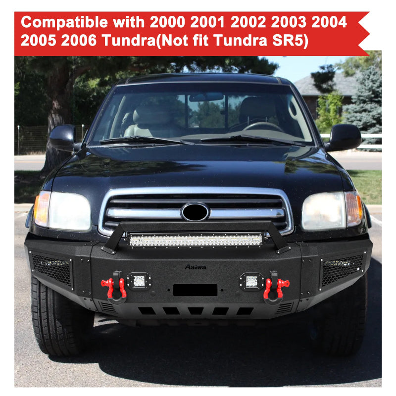 Heavy-duty Steel Front Bumper for 2000-2006 Toyota Tundra with D-Ring & Winch Plate & LED Lights-8