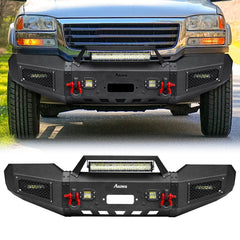 Heavy-duty Steel Front Bumper for 2003-2006 GMC Sierra 15002500HD3500HD with LED Lights & D-Rings & Sensor Holes-1