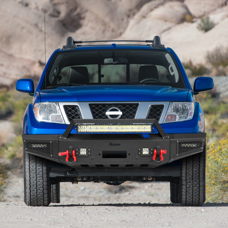 Heavy-duty Steel Front Bumper for 2005-2022 Nissan Frontier with LED lights & D-Rings & Sensor Holes-8