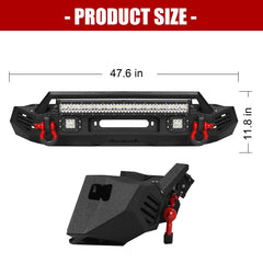 Heavy-duty Steel Front Bumper for 2024-2025 Toyota Tacoma with D-Rings & Winch Plate & LED Lights-2