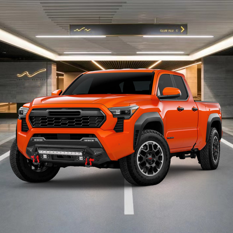 Heavy-duty Steel Front Bumper for 2024-2025 Toyota Tacoma with D-Rings & Winch Plate & LED Lights-8