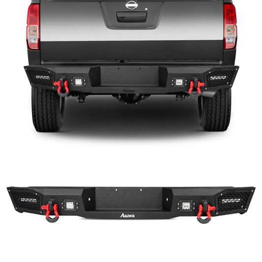 Heavy-duty Steel Rear Bumper for 2005-2022 Nissan Frontier with LED lights & D-Rings & Sensor Holes-1