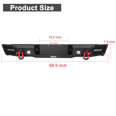 Heavy-duty Steel Rear Bumper for 2005-2022 Nissan Frontier with LED lights & D-Rings & Sensor Holes-2