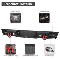 Heavy-duty Steel Rear Bumper for 2005-2022 Nissan Frontier with LED lights & D-Rings & Sensor Holes-3