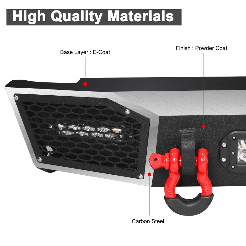 Heavy-duty Steel Rear Bumper for 2005-2022 Nissan Frontier with LED lights & D-Rings & Sensor Holes-4