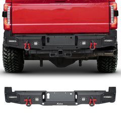 Heavy-duty Steel Rear Bumper for 2023-2026 F250F350F450 Super Duty With LED Lights & D-Rings & Sensor Holes-1