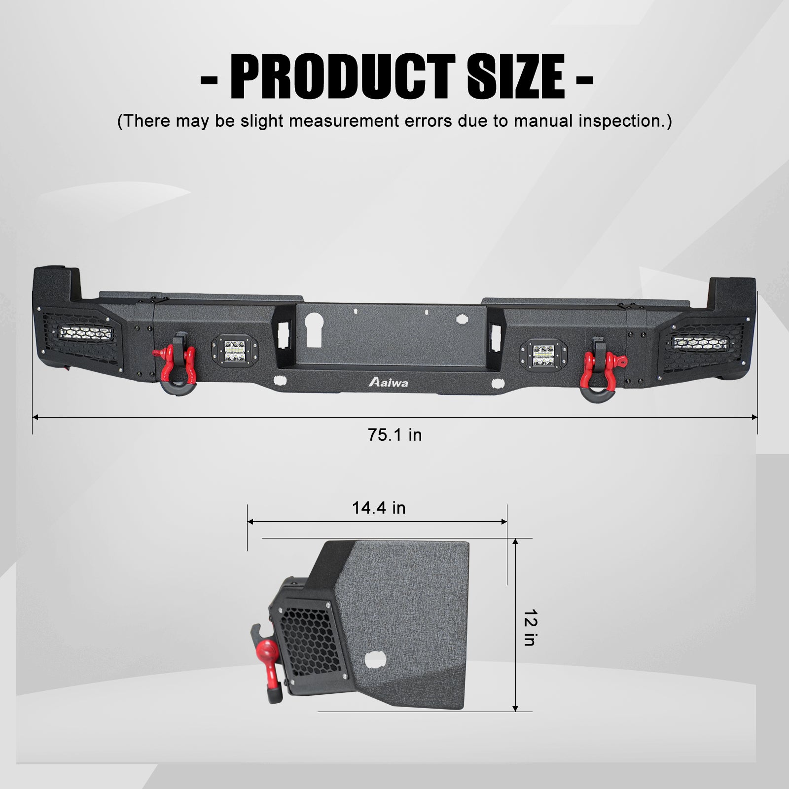 Heavy-duty Steel Rear Bumper for 2023-2026 F250F350F450 Super Duty With LED Lights & D-Rings & Sensor Holes-2