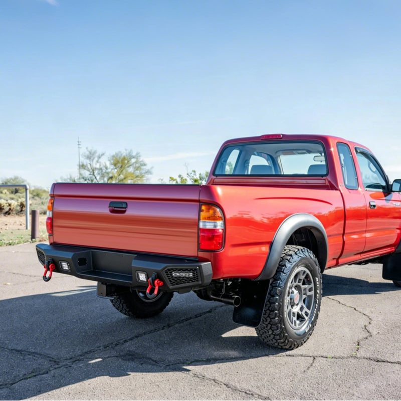 Heavy-duty Steel Rear Bumper for Toyota Tacoma 1995-2004 with LED Lights & D-Ring & Sensor Holes-2