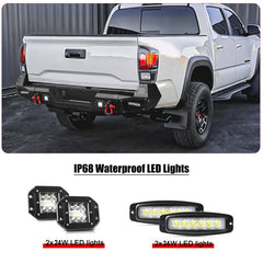 Heavy-duty Steel Rear Bumper for Toyota Tacoma 2024-2025 with LED Lights & D-Ring & Sensor Holes-4