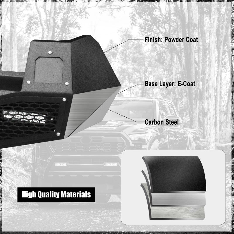 Heavy-duty Steel Rear Bumper for Toyota Tacoma 2024-2025 with LED Lights & D-Ring & Sensor Holes-5