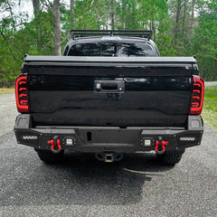 Heavy-duty Steel Rear Bumper for Toyota Tacoma 2024-2025 with LED Lights & D-Ring & Sensor Holes-6