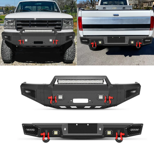Heavy-duty_Steel_Front_and_Rear_Bumper_for_1992-1997_F150F250F350_with_Winch_Plate_LED_Lights_Sensor_Holes