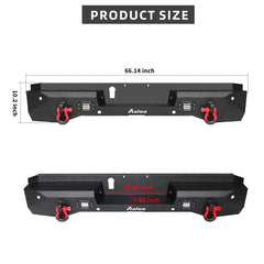 Heavy-duty Steel Rear Bumper for 2022-2024 Toyota Tundra with D-ring & LED Lights & Sensor Holes & License Plate Lights-02