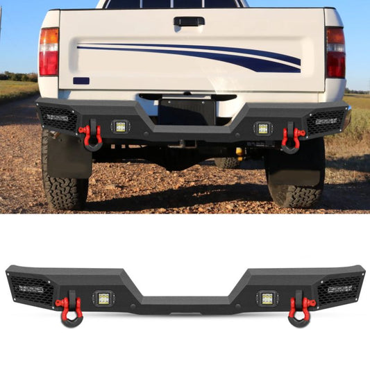 Heavy-duty Steel Rear Bumper for 1989-1995 Toyota Pickup Trucks with LED Lights & D-Rings & Sensor Holes