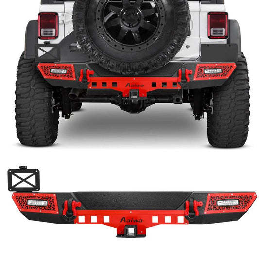 Rear Bumper for 2007-2018 Jeep Wrangler JKJKU with D-Rings & LED Lights-01