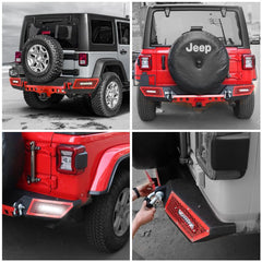 Rear Bumper for 2007-2018  Jeep Wrangler JKJKU with D-Rings & LED Lights-06