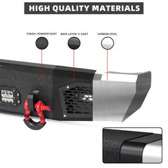 Rear Bumper for 2015-2022 Chevy Colorado with Sensor Holes & D-Rings & LED Lights-5