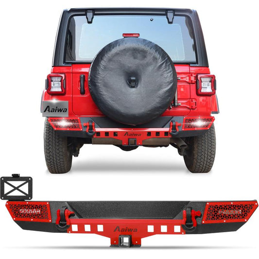 Rear Bumper for 2018-2023 Jeep Wrangler JL/JLU with LED Lights & D-Rings-1