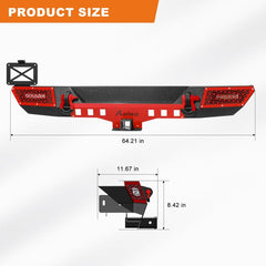 Rear Bumper for 2018-2023 Jeep Wrangler JL/JLU with LED Lights & D-Rings-2