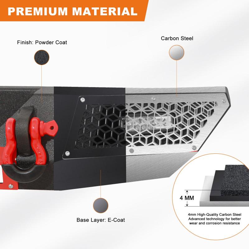 Rear Bumper for 2018-2023 Jeep Wrangler JL/JLU with LED Lights & D-Rings-5