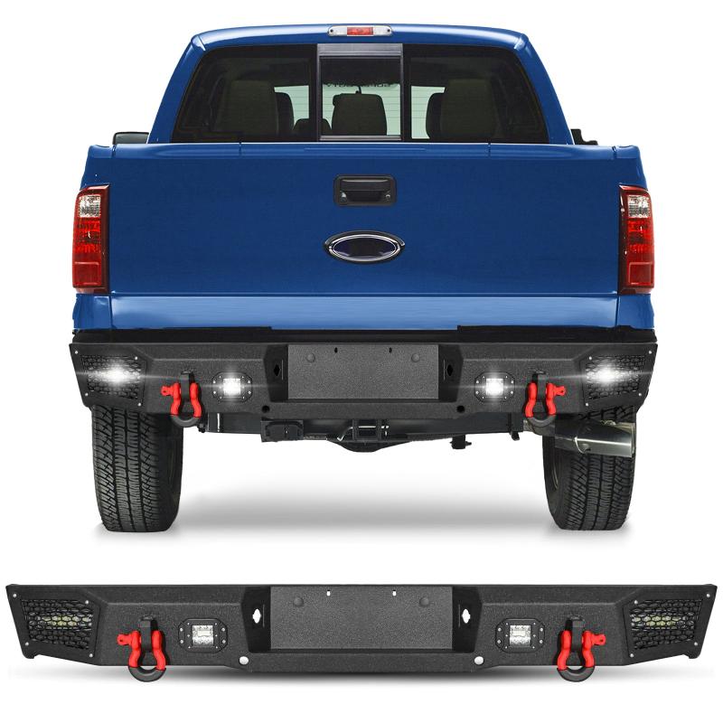 Rear Bumper Black Texture Compatible with 1999-2016 Ford F250/F350/F450/F550 and Super Duty-1