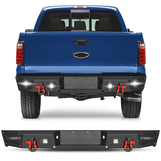 Rear Bumper Black Texture Compatible with 1999-2016 Ford F250/F350/F450/F550 and Super Duty-1