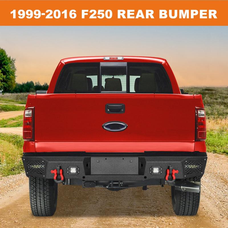 Rear Bumper Black Texture Compatible with 1999-2016 Ford F250/F350/F450/F550 and Super Duty-2