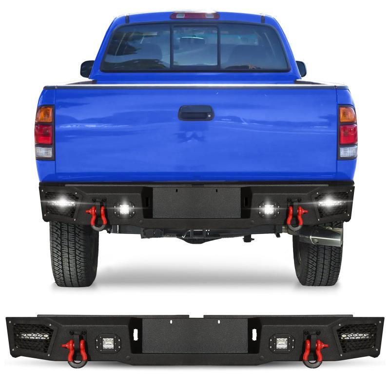 Rear Bumper Compatible with 2000-2006 Toyota Tundra with LED Lights & D-Rings-1