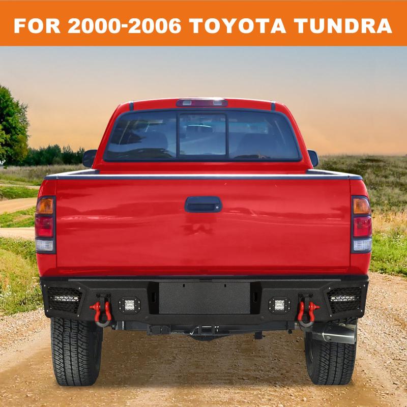 Rear Bumper Compatible with 2000-2006 Toyota Tundra with LED Lights & D-Rings-2
